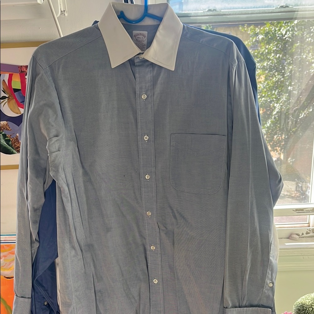 Brooks Brothers Light Blue and Cream Cotton Shirt